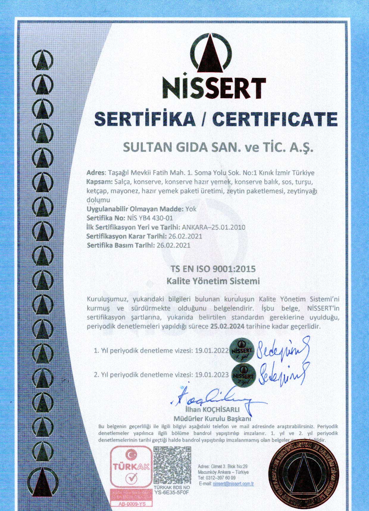 Nissert - TS EN ISO 9001-2015